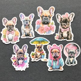 Unbranded French Bulldog Stickers, Frenchie Decals, Laptop, Water Bottle, 8 pk