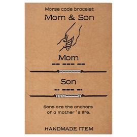 Ldurian Morse Code Bracelets for Mom Son - Adjustable String Matching Bracelets Beads Aesthetic Jewelry Secret Message Gifts