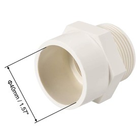 TOP-VIGOR 2Pcs PVC Pipe Fitting, 40mm Slip X G1-1/4 Male Thread PVC Pipe Adapter Connector Union Coupling