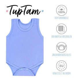 TupTam Baby Boys' Underarm Bodysuit - Soft Baby Bodysuit in Pack of 5 Made of Cotton, Body Baby Plain Colours Oeko-Tex Certified, Mix of colours 10