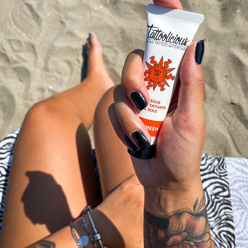 Tattoolicious SUNSCREEN 50+ SPF Tattoo-Sonnenschutz, mit Anti-Fading-Formel und Biologische Wirkstoffen,