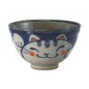 Hasamiyaki 10258 Rice Bowl (Large/Blue) Hand-painted Cat Made in Japan