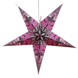 Pink Charm Paper Star Lantern with 12 Foot Power Cord Included
