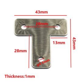 Elbow Connector 40 x 40 mm Pack of 30 Stainless Steel T-shaped with Screws