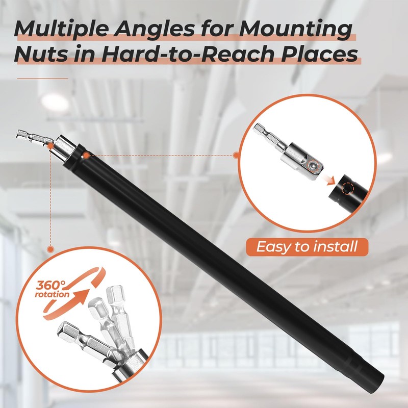 Swozzto 9/16" (12inch) Hollow Socket with 360° Rotatable 1/2" Impact