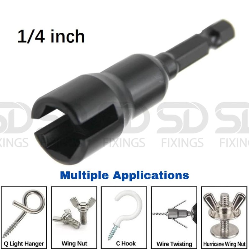SDFIXINGS Black Chrome Vanadium Steel Power Wing Nut Driver, Slot
