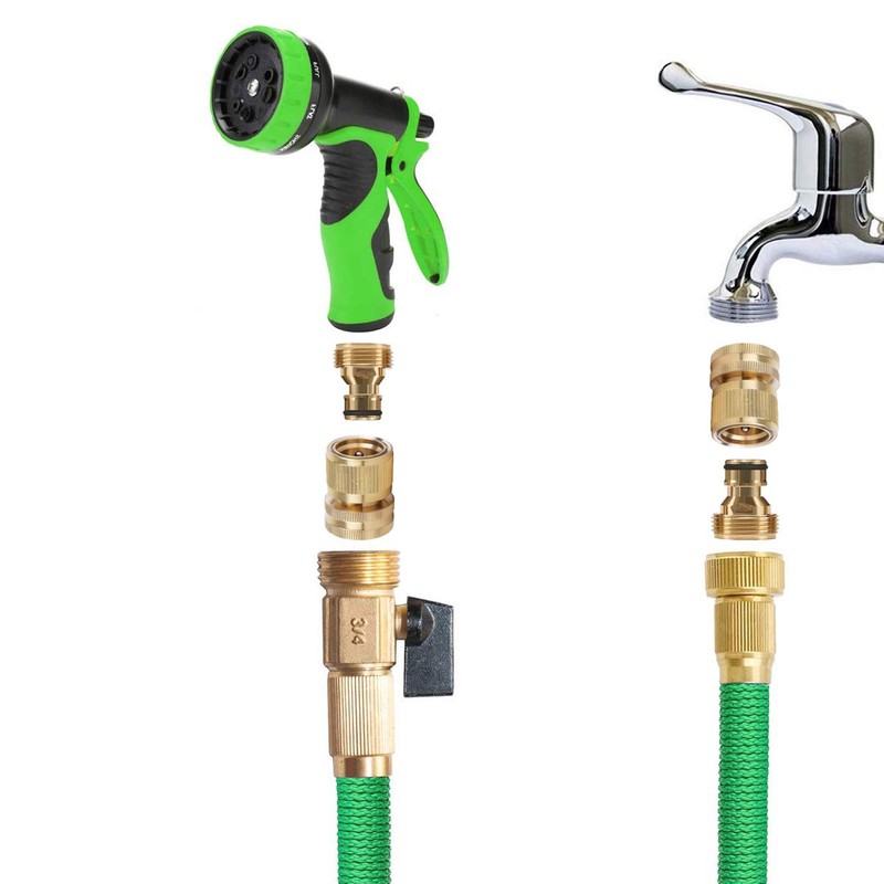 SHOWNEW Garden Hose Quick Connectors, Solid Brass 3/4 inch GHT