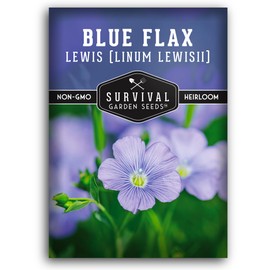 Lewis Blue Flax Seeds for Planting - 1 Packet with Instructions to Plant and Grow Drought Tolerant Perennial Wildflowers Your Home Garden - Non-GMO Heirloom Variety - Survival Garden Seeds