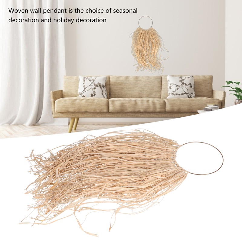 Pastoral Style Raffia Pendant Woven Wall Background Decoration for Home