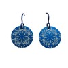 Lightweight Anodized Blue Floral Aluminum Disc Niobium Dangle Earrings