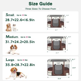 Love's cabin Pet Puppy Dog Playpen, Small Dog Tent Crates Cage Indoor/Outdoor, Portable Exercise Playpen for Cat, Foldable Pop Up Dog Kennel Playpen with Carring Case (S, Brown)