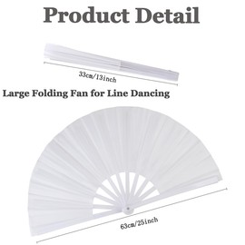 Large Folding Fan for Line Dance, Boots On The Ground Fan Rave Hand Fan Clack Popping Fan for Dancing Boots On The Ground, Disco, Festival, Beach, Party(1 Pack, White)