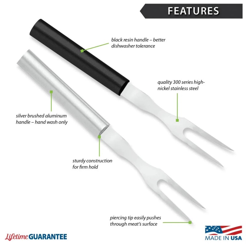 RADA CUTLERY W210 THE CARVING FORK TWO TINES BLACK HANDLE