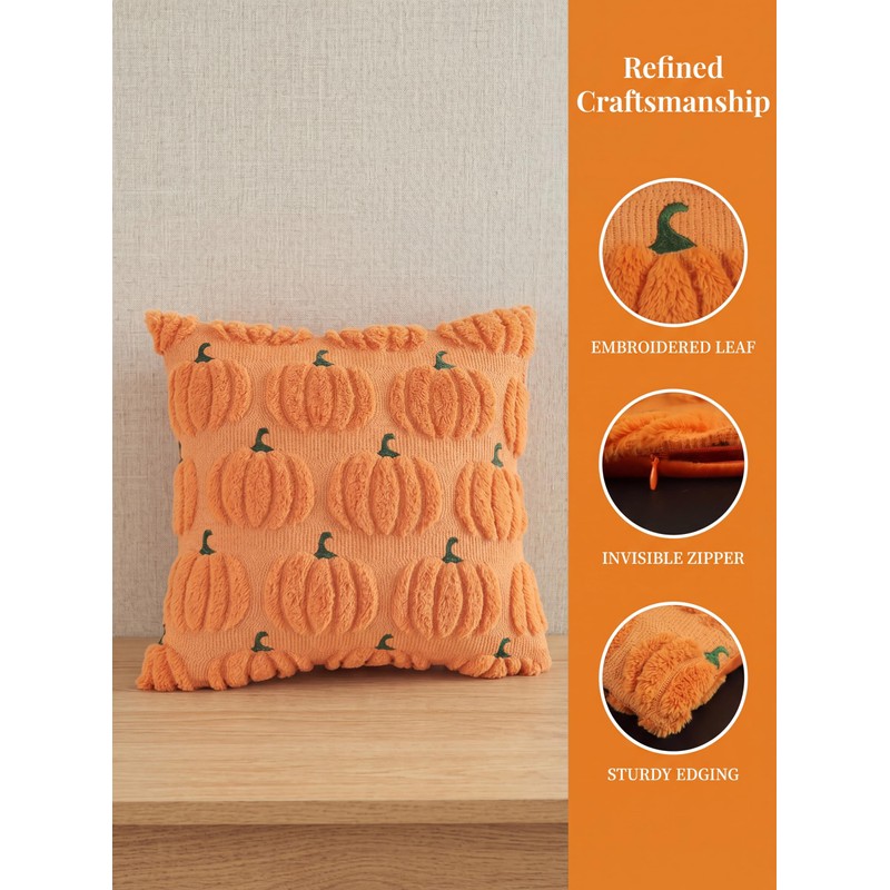 Set of 2 Autumn Cushion Covers 40x40cm 16x16 Inch Square