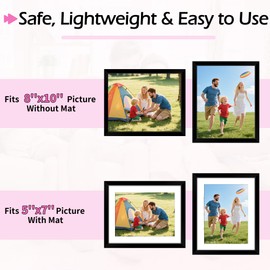 HOMERHYME Picture Frames 8x10, Set of 2 Black Photo Frame for Tabletop or Wall Display, Display Pictures 5x7 with Mat or 8 x 10 Without, Poster Frames with HD Plexiglass for Home Office Wall Decor