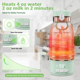Portable Bottle Warmer for Travel - Fast Heating with 18000mAh Battery & 17OZ Large Capacity, Bottle Warmer On The Go with Dual Heating Modes for Breast Milk & Water, Ideal for Car & Airplane