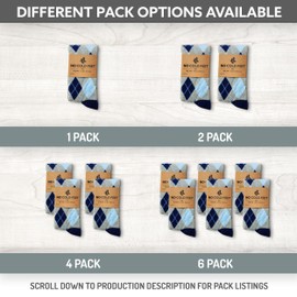 No Cold Feet Fun Colorful Novelty Socks for Men for Dress Casual Formal Groomsmen Wedding, Blue and Grey Argyle, 8-Pack