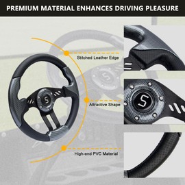 Shu-Ran Golf Cart Steering Wheel Fit Club Car EZGO Yamaha, 12.5"/320mm Universal Golf Cart Steering Wheel for Club Car DS and Precedent EZGO RXV & TXT Yamaha Most Golf Cart