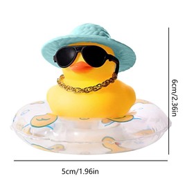 Taicols Pato de goma para coche, accesorios de coche de pato, mini patos de goma con mini sombrero, collar de tubo de natación y anteojos de sol, accesorios de coche decoración de mesa de salón de