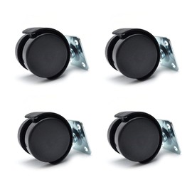 4X New 40mm Plastic Swivel Castor Wheel Black Furniture Caster Without Brake Set
