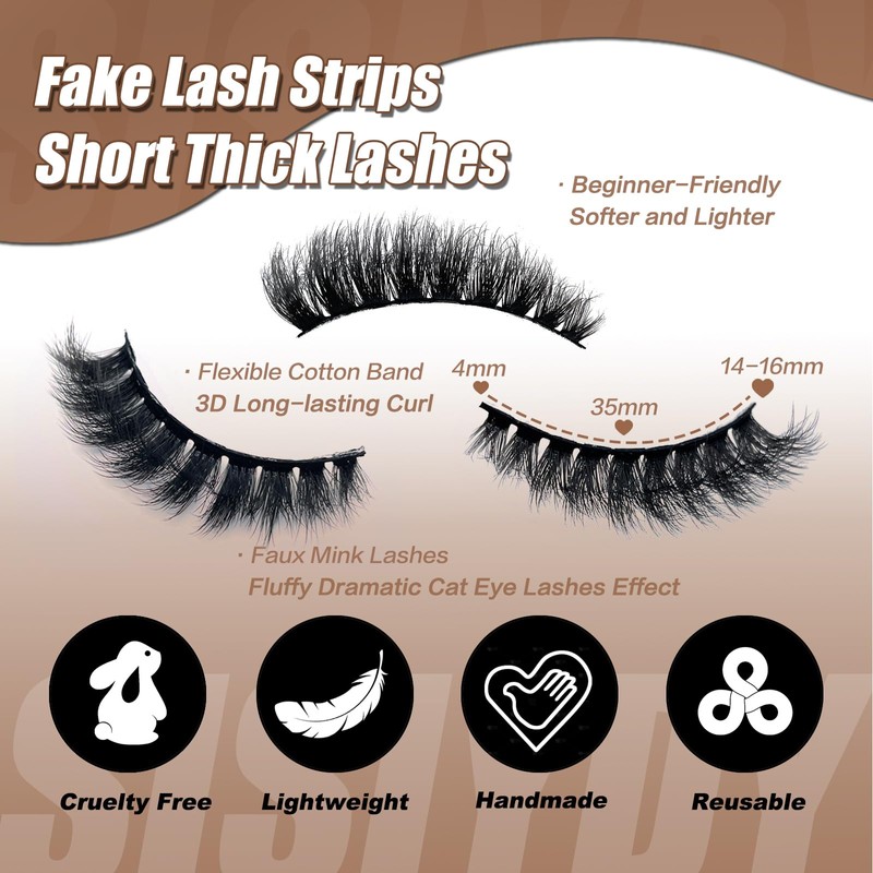 SISIYDY Fluffy Lashes Mink 3D Cat Eye Dramatic Thick Volume