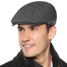 Superora Men's Flat Cap Beret Cap Cotton Unisex Hat 1920 Style Men's Flat Cap Winter Warm Flat Cap with Checked Pattern Cotton Hats, Grey (grey 1)