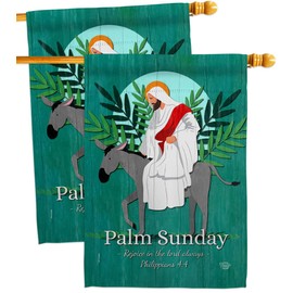 Rejoice Palm Sunday House Flags 2 pcs Pack Religious Faith Hope Grace Peace Dove Christian Religion Easter Small Decorative Gift Yard Banner Made In USA 28 X 40