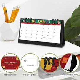 Zuozee Small Desk Calendar 2025-2026, Festival Monthly Desktop Calendar - Runs From January 2025 to December 2026, Mini Standing Flip Calendar, School Home Office Supplies, 6.3" x 3.1"