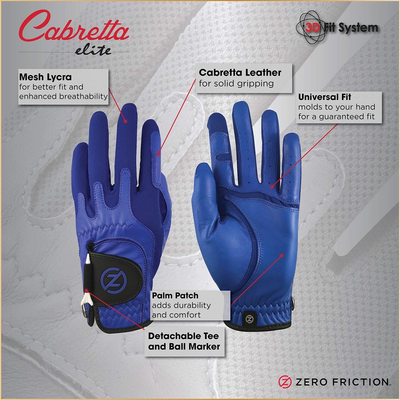 Zero Friction Men's Cabretta Elite Left Hand Universal Fit Golf