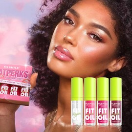 VolksRose Set De 4 Piezas De Aceite Labial Brillante, Aceite Hidratante Para Labios, Brillo Labial Para Mujeres, Niñas Y Adolescentes, Paquetes De Brillo Labial Voluminizador Con Color, Bálsamo Labial