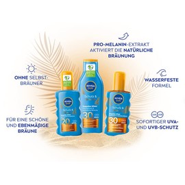 NIVEA SUN Protection & Tanning Sun Cream, SPF 30, 200 ml, Sun Cream with Pro-Melanin Extract for Even Tan, Instant Sun Protection with UVA/UVB Filter System