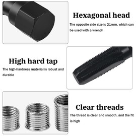 JNNJ Spark Plug Thread Repair Tool, Spark Plug Rethreading Tap Thread Repair Set, 14mm X 1.25 Sparks Plug Thread Repair Tool Kit, Threaded Spark Plugs Holder and 4 Plugs Inserts for Repairing Plugs