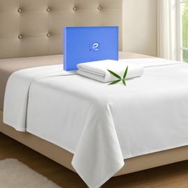 Kickoff Viscose Bamboo Flat Sheet Only King Size, 100% Organic Cool Bed Sheets King Size Flat Sheet Only, Top Extra Wide, Viscose Bamboo Cooling Sheets for Hot Sleepers (K, Snow White)