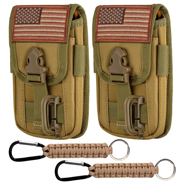 bvya 2 Pack Tactical Molle Phone Pouches, Smartphone Waist Belt