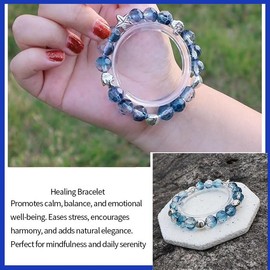 Iridescent Liuli Beads Healing Bracelet - Calming Chakra Quartz for Anxiety Relief & Stress Reduction, Yoga Jewelry Gift for Men Women