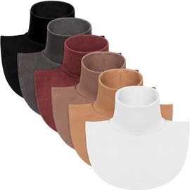 SATINIOR 6 Pcs Women Fake Collar Detachable Dickey Collar Solid Turtleneck Mock Turtleneck Dickey Half Blouse Neckband (Gray, Coffee, Brown)