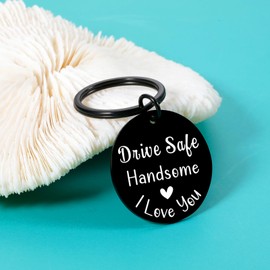 ARKUKU Valentines Day Gifts For Men Women Drive Safe Keychain for Boyfriend from Girlfriend Santa Swap Gift Exchange Anniversary Christmas White Elephant Gifts for Him Men, Black, Medium