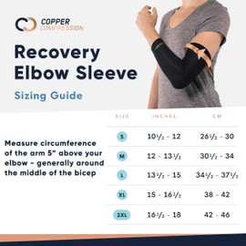 Copper Compression Copper Compression Elbow Sleeve - Copper Infused Orthopedic Brace for Tennis & Golfer Elbow, Tendonitis, Arthritis, Bursitis, Sore Joints & Muscles - Fits Men & Women -1 Sleeve - Original/Black - L