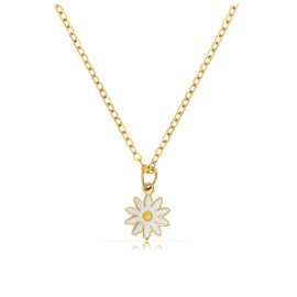 Made by Nami Filigree Women's Gold Necklace with Heart Flower or Clover Pendant Made of Surgical Stainless Steel 40 + 5 cm Gold Jewellery Waterproof Jewellery Friendship Chains, Stainless Steel