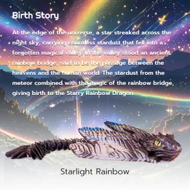 Guwewu Feathered Wyvern Dragon, 3D Printed Dragon, Articulated Dragon, Fidget Dragon, 3D Printed Toys, Desktop Pet (Starlight Rainbow)