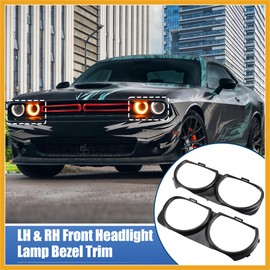 Partuto 1 Pair Front Headlight Lamp Bezel Trim LH RH Car Headlight Bezel 68259053AB 68259053AA for Dodge Challenger 2015-2023 Durable Material Replacement