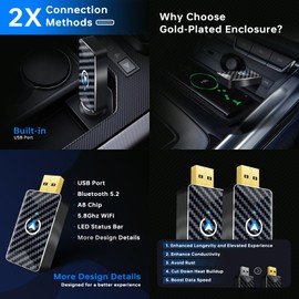 Milfra Carplay Android Car Wireless Adapter, Wireless Carplay 2-in-1 Stick, Super Fast Upgrade from Wired CarPlay to Wireless, Plug and Play Mini & Stable Wireless CarPlay Adapter USB C/A