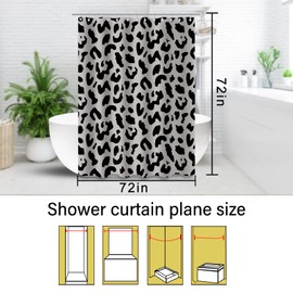 ZTTXL Leopard Cheetah Shower Curtain (72" x 72"), Grey Leopard Cheetah Print Shower Curtain,Polyester Fabric Print Shower Curtain Set for Bathroom with 12 Hook (Grey Leopard Cheetah Print)