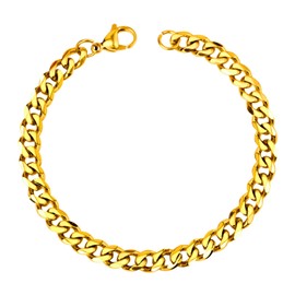 SeiMios Cuban Link Bracelet for Men Women – Stainless Steel Gold Plated Hip Hop Chain Bracelet 8.3 Inches, Unisex Jewelry Gift