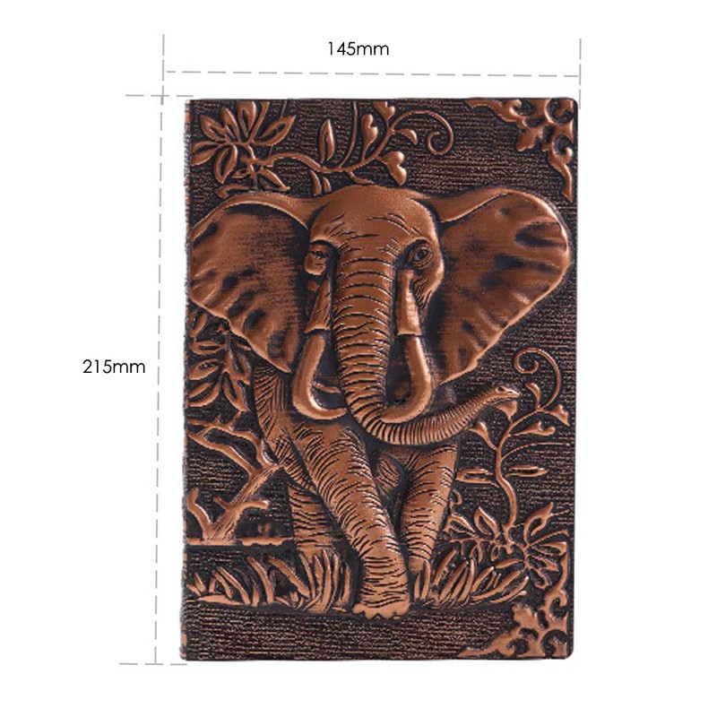 Embossed Leather Journal Notebook A5,Embossed Copper Elephant Leather Journal Antique