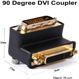 DTech DVI-I Female to DVI-D Male Right Angle Adapter DVI Connector 90 Degree Installed in Small Space