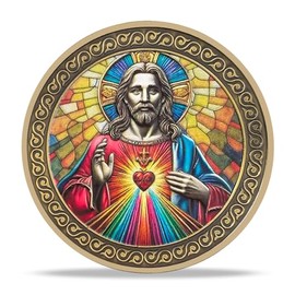 Moneda religiosa del Sagrado Corazn de Jess  Medallones de Cristo inspiradores con versculo bblico, ideal para regalos religiosos y espirituales para 