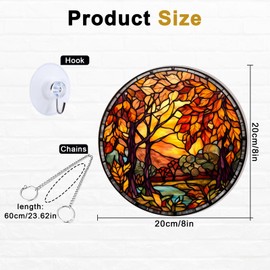 HhBdy Sun Catchers for Windows,8in Diameter Colour Catcher Acrylic Window Sun Catcher for Window Sun Catcher Decor Stained Light Catcher,Window Porch Home Accessories (Maple Leaf Suncatchers)