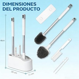 Lumbor37 Escobillas de Baño, 4 en 1 Juego de Escobilla para Inodoro, Incluye Cepillo de Inodoro, Desatascador de Inodoro, Cepillo para Grietas y Pinza