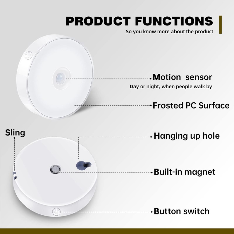 LAVAED 4 Pack Motion Sensor Puck Lights Indoor LED Closet